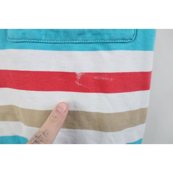 Vtg 90s Streetwear Womens Medium Striped Color Block Pocket T-Shirt Cotton USA - Picture 6 of 12
